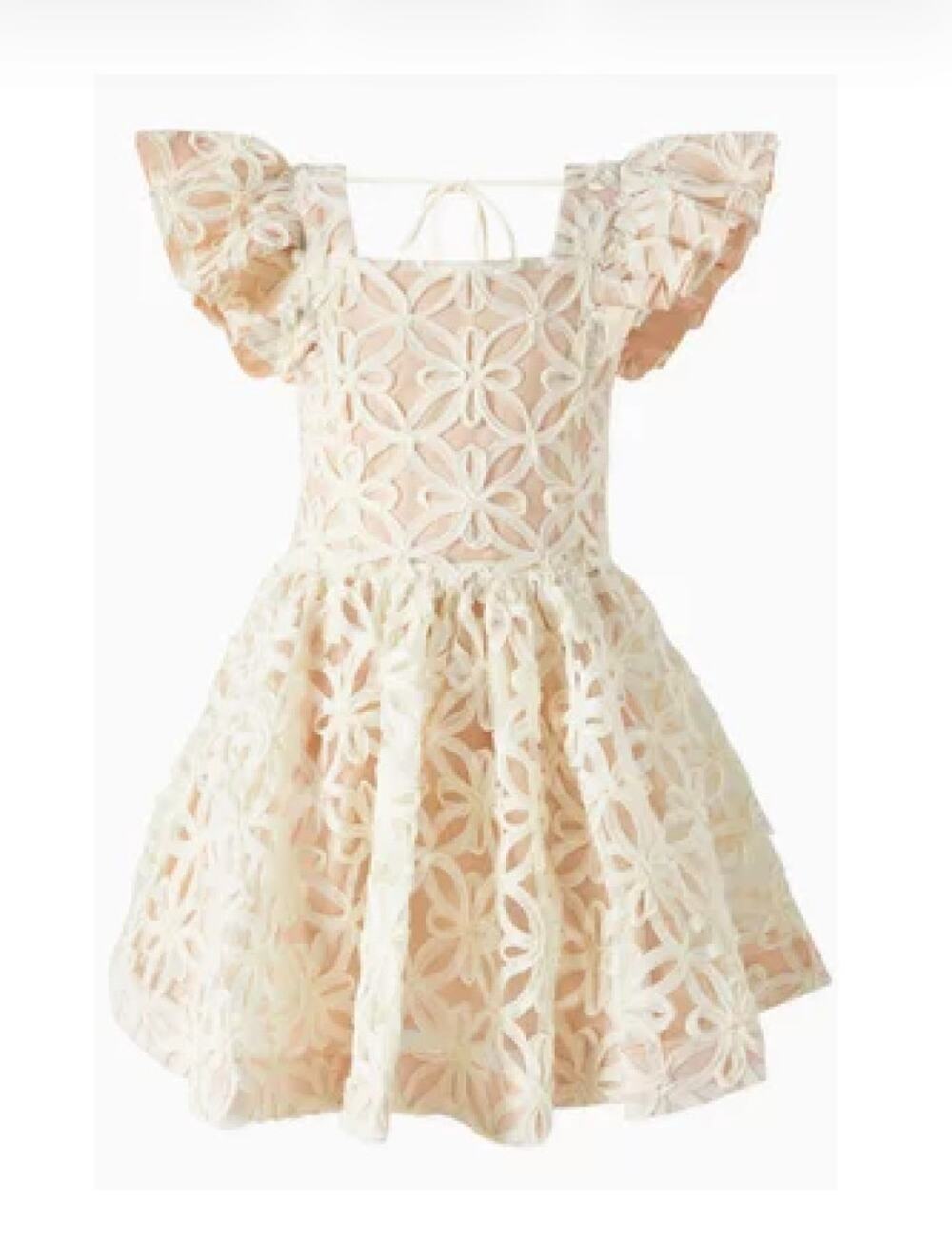 Chloé and Amélie See You Flutter Dress in Ivory Rose Floral Ribbons 12-18 mo